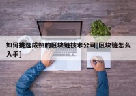 如何挑选成熟的区块链技术公司[区块链怎么入手]